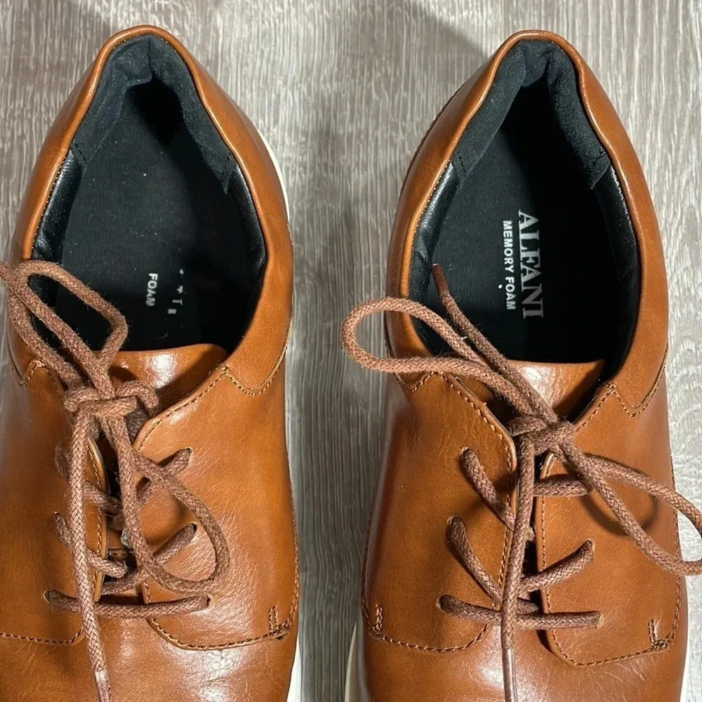 Alfani Casual Lace Up Oxford Sneakers Elston Chocolate Brown 9